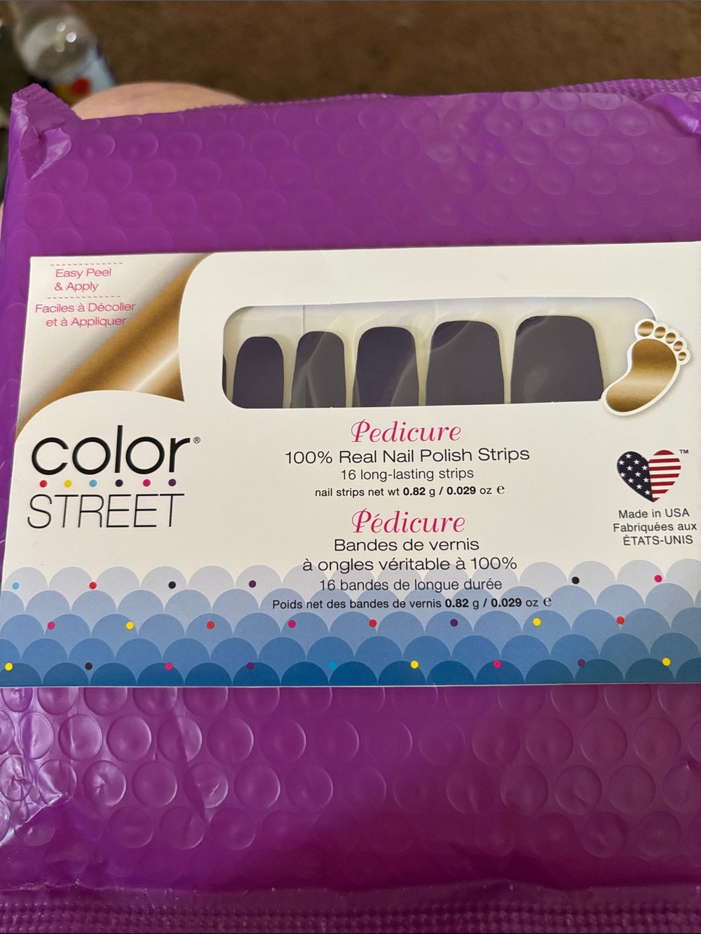 Color Street Purple Pedicure Nail Polish Strips -“Evening Sky”